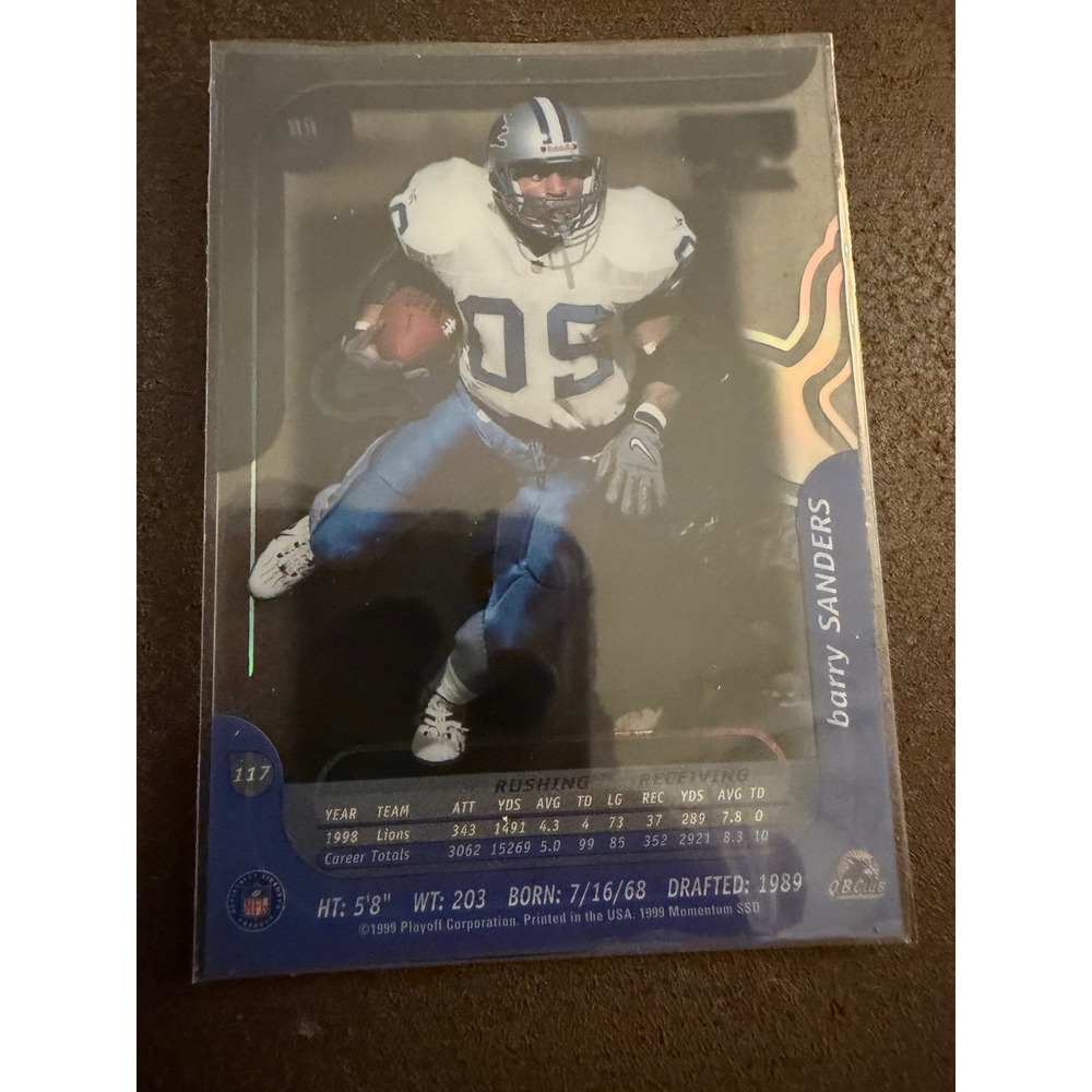 1999 Playoff Momentum SSD Barry Sanders Detroit Lions Card 117 NFL Football
